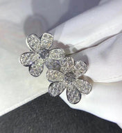 FRIVOLE SILVER FLOWER DIAMOND EARRINGS