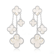CLOVER WHITE MOP 4 MOTIFS SILVER