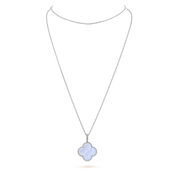 CLOVER SILVER CHALCEDONY BIG CLOVER NECKLACE
