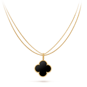 CLOVER GOLD ONYX BIG CLOVER NECKLACE