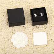 DOUBLE C SMALL SILVER DIAMOND EARRINGS
