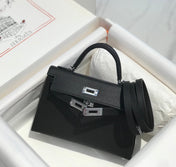 HM KELLY MINI 20 BLACK EPSOM SILVER HARDWARE