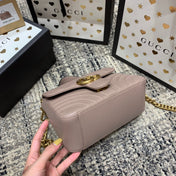 GG Marmont 21cm Mini Top Dark Beige Calfskin Gold Hardware