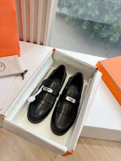 Destin Loafer Black Goatskin with Fringe Detail