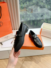 Destin Loafer Black Goatskin with Fringe Detail