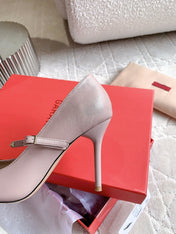 Rockstud Straps Pump 90mm Rose Cannelle