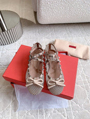 Rockstud Mesh Ballerina Rose Cannelle With Crystals