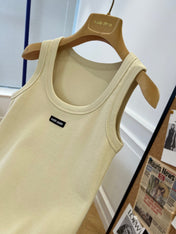 Miu Beige Cotton Tank Top