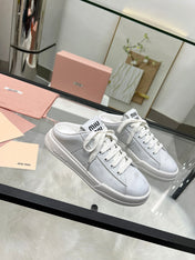 SNEAKER MULES IN WHITE BLEACHED CALFSKIN